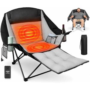ZENPETIO Oversized Heated Camping Chair with 20000mAh Battery, Footrest