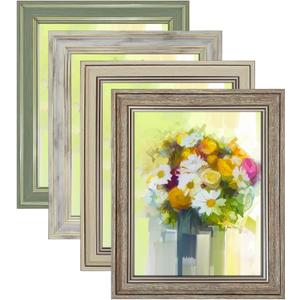 LUCKYLIFE 8x10 Picture Frame Set of 4, Rustic Farmhouse Picture Frames for Table or Wall Hanging