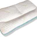 Thin Pillow, Cervical Pillow for Bed SleepingFillable Porous Fiber Contour Neck Pillows with Breathable Pillowcase,Suitable for lateral Abdominal Sleepers. (Large)