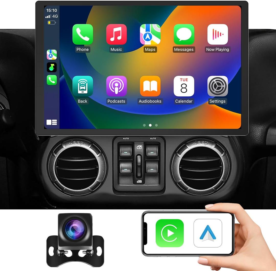 Car Radio for Jeep Wrangler JK Compass Grand Cherokee Dodge Ram 2007-2016 Android 13 Stereo Upgraded 13.1'' Touch Screen Head Unit 8+128G Wireless CarPlay & Android Auto GPS Bluetooth 4G WiFi DSP SWC