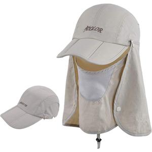 icolor Sun Hats for Men Women with Neck Flap,Foldable Sun Cap Fishing Sun Hats,UPF50+ Sun Protection Ponytail Hats (One Size, Khaki)