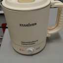 Stariver Portable Travel Kettle, 600ML Small Electric Kettle with Foldable Handle, Food Grade Stainless Steel Collapsible Water Boiler with Dual Modes, Compact Portable Kettle for RV, Camping, Beige