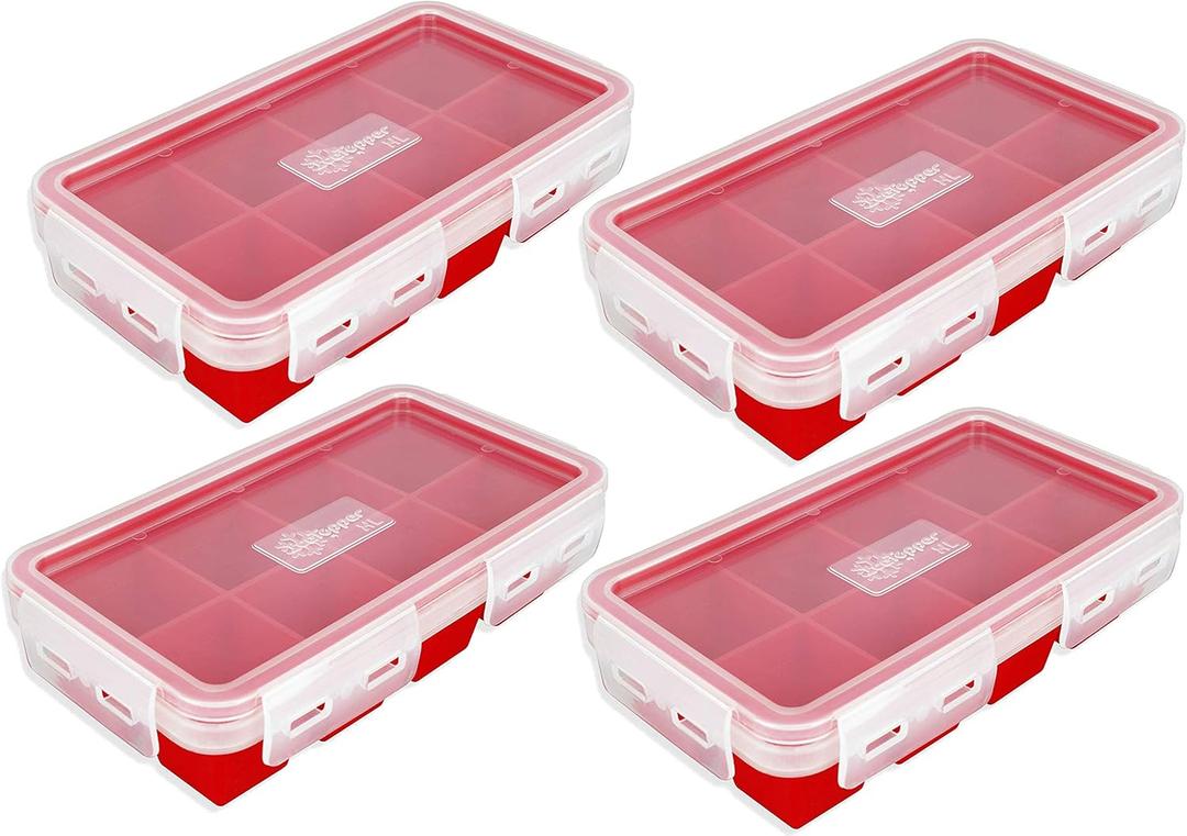 IceTopper XL Ice Cube Tray with Attached Lids - Easy Release Ice Cube Molds, 8 Large Cubes per Tray, Stackable, Microwave & Dishwasher Safe, 100% Food Grade Silicone, BPA Free & Recyclable (4 Pack)