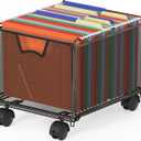 Simple Houseware Stackable Mesh Hanging File Folder Organizer with Wheels, Black