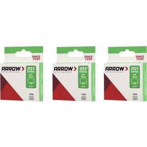 Arrow 276 JT21 3/8-Inch / 10mm Staples, 1000 Staples, Pack of 3