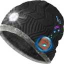 Bluetooth Beanie with a Light, Rechargeable Hat with 4 LED Headlamp & Headphones, Christmas Stocking Stuffers Gifts for Men