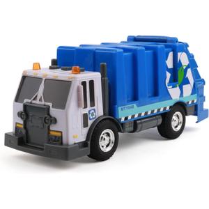 Mighty Fleet Rescue Force 12" Garbage Truck Toy  Realistic Lights & Sounds, Detachable Recycling Bin, Durable Free-Wheeling Design  Ages 3+