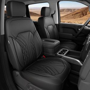 for Chevy Silverado GMC Sierra Waterproof Seat Covers, Crew Cab 1500 2019-2026, 2500HD 3500 HD 2020-2026, Pickup Protectors Accessories Full Set, Black