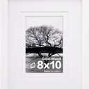 Egofine 8x10 Picture Frame Made of Solid Wood Covered by Plexiglass, Display Pictures 4x6/5x7 with Mat or 8x10 Without Mat for Table Top Display and Wall Mounting Photo Frame, White