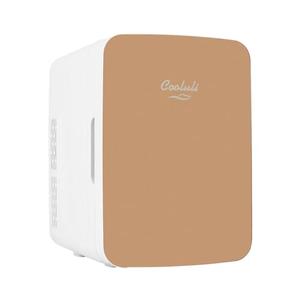 Cooluli 10L Mini Fridge for Bedroom - Car, Office Desk & College Dorm Room - 12v Portable Cooler & Warmer for Food, Drinks, Skincare, Beauty & Makeup - AC/DC Small Refrigerator with Glass Front, Gold