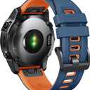 ANCOOL Compatible with Garmin Fenix 7X Band, 26mm Soft Silicone Watch Band Replacement for Fenix 5X/Fenix 6X/Fenix 5X Plus/Fenix 6X Pro/Fenix 3/Fenix 3HR SmartwatchDark Blue/Orange