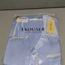 Ekouaer Silk Pajamas for Women Set Satin Two Piece Pjs Sets Ric Rac Trim Contrast Loungewear (Large, Light Blue)