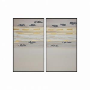 Gold Abstract Art 18x36 2 Pack