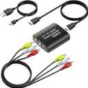 GINGIN RCA to HDMI Converter, AV to HDMI Converter for TV/PC/N64/Wii/PS1/PS2/PS3/STB/Xbox/VHS/VCR/Blue-Ray DVD Players, with 3.3ft RCA and HDMI Cables