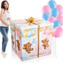 28 Inches Extra Large Gender Reveal Gift Box Kit with Oversized Printing Box Giant Pull Bows Balloon Ribbon for Gender Reveal Baby Shower Birthday Party Decor Supplies Not for Heavy-Duty(Boho Bear), 12 inches
