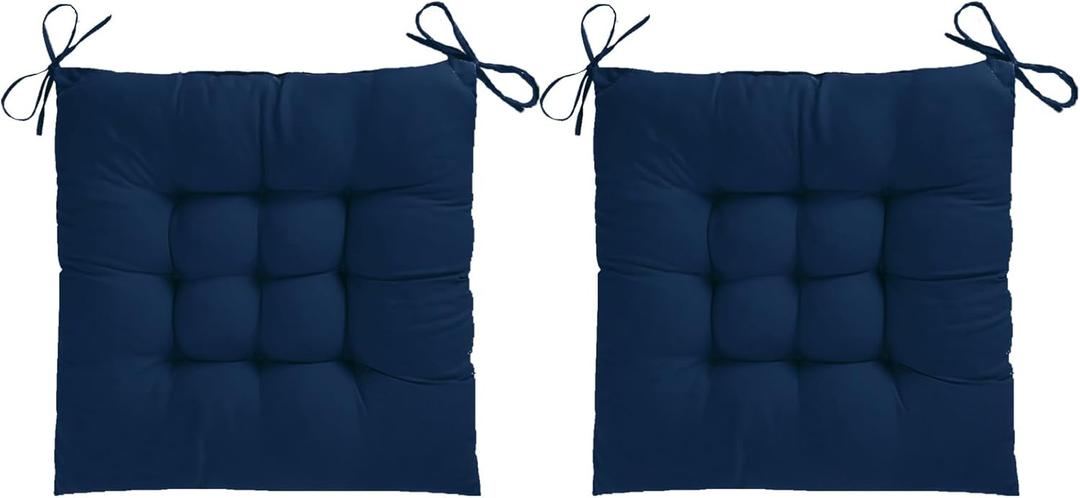 Seat Pads for Dining Chairs Set of 2, Comfortable Chair Cushions with Ties, 16 * 16" Navy Dinning Chair Cushions Pad Ideal for Kitchen Living Room Garden Office Patio