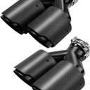 LCGP 2 Pack Carbon Fiber Exhaust Tip 2.5" Inlet to Dual 3.5" Outlet 9.8" Long Black Stainless Steel Y Pipe Tailpipe tip