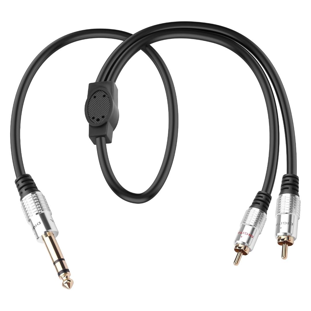 1/4" TRS to 2RCA Cable,6.35mm Male to Dual RCA Female Y Splitter Audio Adapter Cable,6.35mm Stereo Jack to 2 RCA Stereo Audio Cable for Amplifiers,Speakers 1.64 Ft (6.35MM M to 2Rca M)