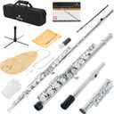 Cecilio Closed Hole C Flute - Musical Instrument, Beginner/Intermediate Flute in Band & Orchestra, Nickel