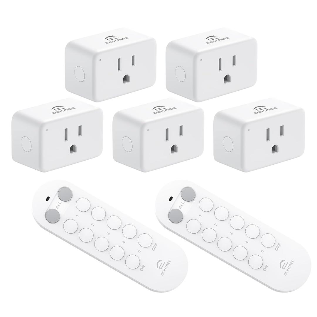 EIGHTREE Remote Control Outlet for Seniors, Mobility-Limited Users, Wireless Light Switch for Christmas Decorations, Household Appliances, Expandable Remote Outlet Switch, 15A/1800W, 100ft RF Range
