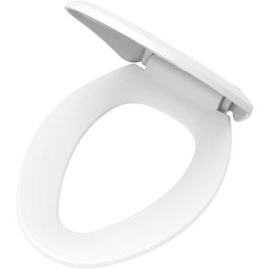 Gerber Elongated Toilet Seat with Cover, Soft Close, No Slam, Quick & Easy Install, Heavy-Duty Plastic, Adjustable Fit for Standard Elongated Toilets, Durable & Fade-Resistant, White G0099213