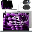 Mamol Privacy Screen for MacBook Air 15 Inch (2023-2025, M2, M3,M4)- A2941 A3114, MagicSuction Removable Vacuum Adsorption Anti Spy,Anti Glare Anti Blue Light Filter for Mac Laptop Computer