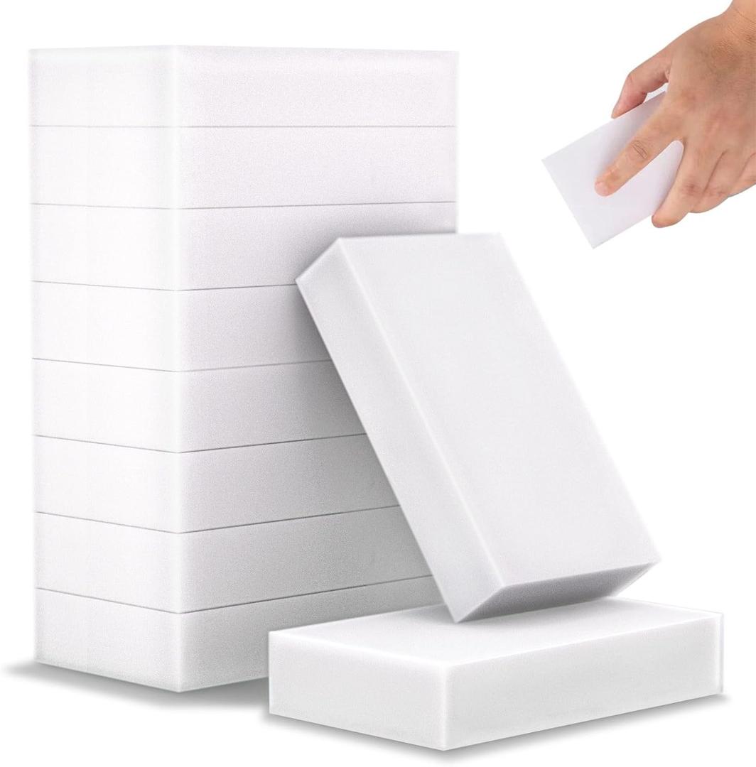 100 Pack Melamine Magic Sponge Eraser Extra Large No Scratches Cleaning Sponge Dish Sponges Household Cleaning Sponge for Kitchen, Bathroom,Furniture, Floor, Bathtub and Wall Cleaner (White)