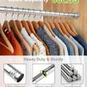 Closet Rod 1 Pack, Adjustable Clothes Haning Rod 66 to 76 Inches, Stainless Steel Rod for Close, Silver