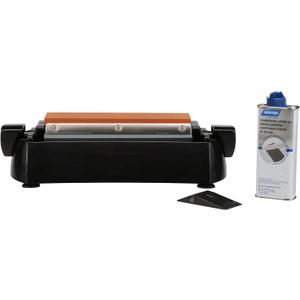 Norton IM200 Knife Sharpener Oil Stone Sharpening Stone Kit with Coarse/Medium Crystolon and Fine India Stones, Sharpening Stone Oil and Knife Angle Guide (8x2x1/2 Inch)