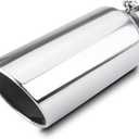 LCGP 4" inlet Universal Diesel Exhaust Tip 7" outlet 18" Long Tail Tip, Polished & Rolled Angle Cut, Bolt-On,Stainless Steel