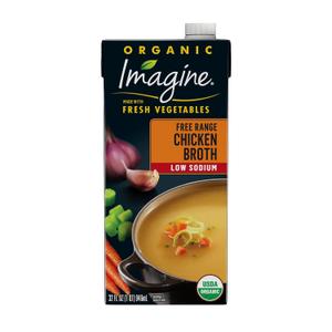 Imagine Organic Low Sodium Free Range Chicken Broth, 32 fl oz (Pack of 6) (EXP 09/14/26)