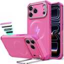 ESR for iPhone 17 Pro Case with Stash Stand, 7X Military-Grade Drop Protection with Camera Control, Shock-Absorbing Phone Rugged Cover, Compatible with MagSafe Accessories, Cyber Series, Pink