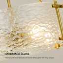 Modern Textured Glass Chandeliers for Dining Room: 20'' Drum Brushed Gold Entryway Light Fixture Hanging - 5 Light Kitchen Chandelier Over Table - Semi Flush Mount Chandelier for Bedroom Hallway Foyer