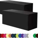 Black 6FT Tablecloth Fitted Table Covers for 6 Foot Rectangle Tables - Water Resistant Washable Fabric Polyester Table Clothes for Parties, Trade Show（72L x 30W Inches）