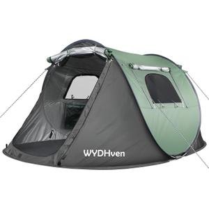 Pop Up Tents for Camping, 4 Person Camping Tent with Extra Storage, UV Protection Waterproof Tent Fully Taped Seams, 2 Doors Easy Pop Up Tent for Camping, Hiking and Traveling