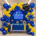 kozee royal blue and yellow balloon garland arch kit 150+pcs with graduation cap Blue star mylar balloons for Men birthday 2026 Graduation Ceremony Prom decorations