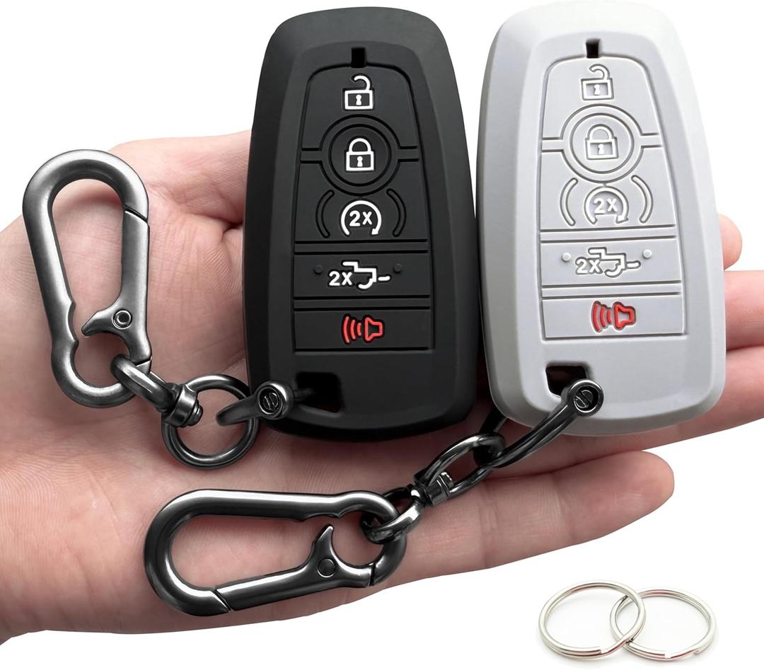 TANDRIVE Key Fob Cover for 2026 2025-2017 Ford F150 F250 F350 F450 F550 F650 F750, 5 Button, Silicone, 2-Pack