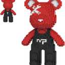 Red Teddy Blocks Bear Micro Building Blocks Set(4500Pieces) Christmas Graffiti Bear Building Blocks Creative Gift, Home Office Decor for Kids Adults 8+