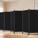 Room Divider-6 Panels Black Folding Privacy Screens, 6 ft Partition Room Dividers Wall for Separation, Home, Office, Classroom, Studio