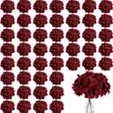 WEISPARK 100PCS Artificial Hydrangea Flowers, Fake Flowers Silk Hydrangea Full Flowers Heads with Stems for Wedding Home Party Shop Baby Shower Decor (Burgundy)