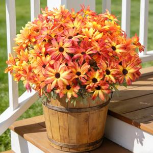 6 Bundles Artificial Flowers for Outdoors Indoor Decor, Vintage Silk Flowers Realistic UV Resistant Fake Flowers Faux Plants for Garden Patio Porch Box Home Decor (Mixed Color)