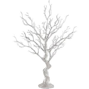 34 in Silver Metallic Manzanita Tree with 8 Acrylic Bead Chains | 34 Inches Tall Branches Tree for Wedding Centerpieces Events Reception Home Decorations Supplies Party Supplies Party Supplies