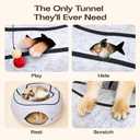 Peekaboo Cat Cave Donut - Cat Tunnel Bed for Indoor Cats Cute Patterns Hideaway for Multiple & Large Cats, Scratch-Resistant (Light Gray)