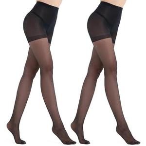 Pack of 3 MEME&WEWE 2 Pairs Tights for Women, Sheer Stockings for Women Pantyhose,20D High Waist No Rip Control Top Tight Pantyhose