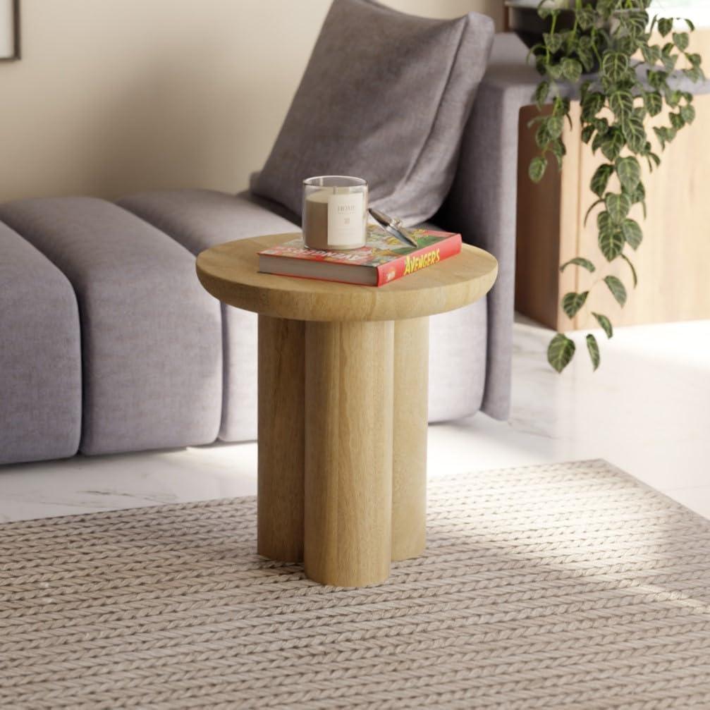 Relso Gaia Round End Table for Living Room and Farmhouse | Solid Mango Wood for Rustic Elegance | Ideal for Side Tables, Nightstands & More | Wood Side Table Round for Bedroom (Natural), Large - 16"D x 16"W x 18"H