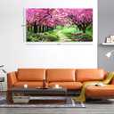 Aibonnly Canvas Wall Art Painting Pink Cherry Blossoms 1 Piece Park Tree Forest Wallpaper Spring landscape Picture Poster Print Framed and Stretched Ready to Hang for Living Room Bedroom Artwork