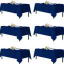 sancua Navy Blue Tablecloths for 6 Foot Rectangle Tables, 6 Pack - 60x102 Inch - Washable Fabric Cloth Table Cloth, Reusable Polyester Table Covers for Wedding Party, Banquet, Independence Day