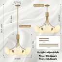 Mid Century Modern Chandelier, G9 Gold Vintage Chandelier Modern 5-Light, Globe Modern Sputnik Light Fixture with Withe Frosted Glass for Living Room Kitchen Island Bedroom
