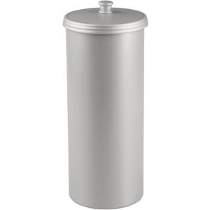 iDesign Freestanding Bathroom Toilet Paper Storage Holder with Lid for 3 Extra Rolls, Silver
