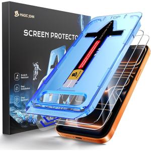 MAGIC JOHN 2 Pack for iPhone 17 Pro Max 6.9 inch Tempered Glass Screen Protector, Auto Dust-Elimination, Bubble Free, HD Clear, Easy Installation
